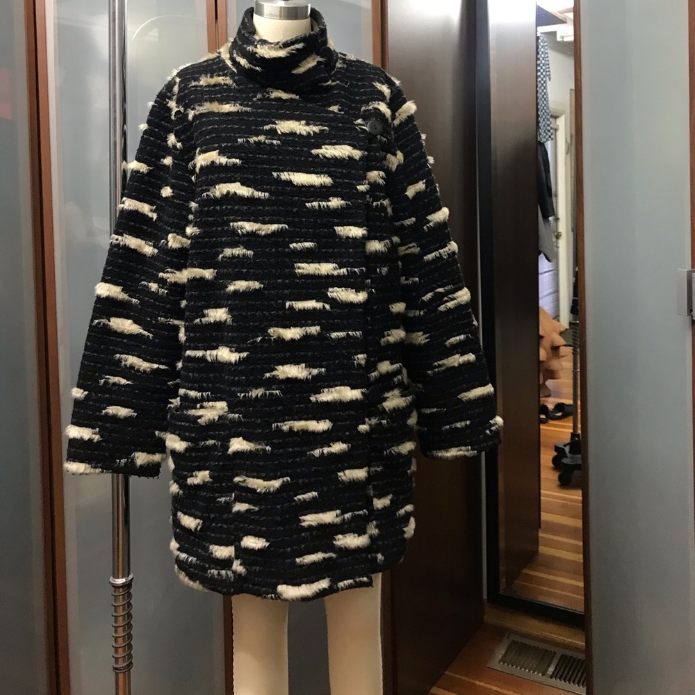 Three-quarter length wool coat
